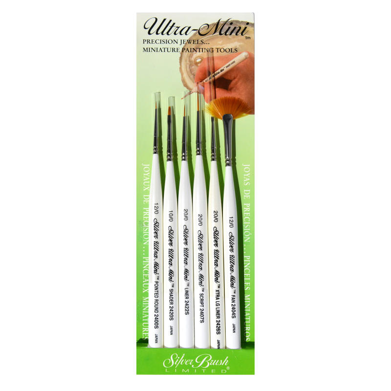 Silver Brush Ultra Mini Series Paint Brush Set, Nail Art Set, Assorted Sizes, Assorted Bristles, Syntheitc, Pearl White, Set Of 6 MPN:NUM-2406S