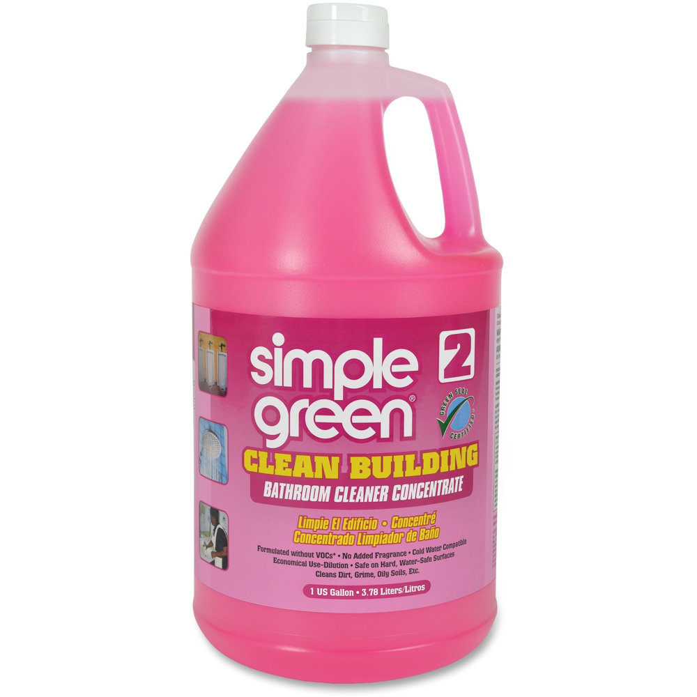 Simple Green Clean Building Bathroom Cleaner - For Multipurpose - Concentrate - 128 fl oz (4 quart) - 2 / Carton - Unscented, Non-toxic, Caustic-free, Non-flammable, VOC-free - Pink (Min Order Qty 2) MPN:11101CT