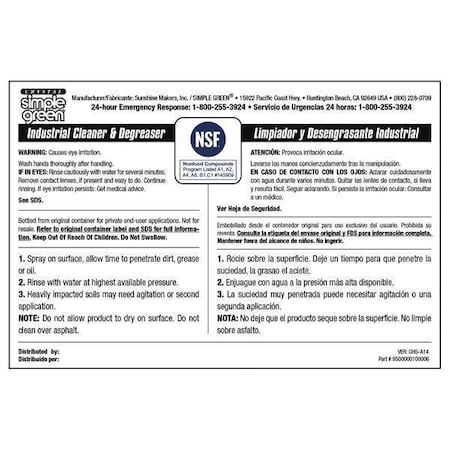 Secondary Label, 6 in W, Simple Green, PK10 MPN:9510001000006