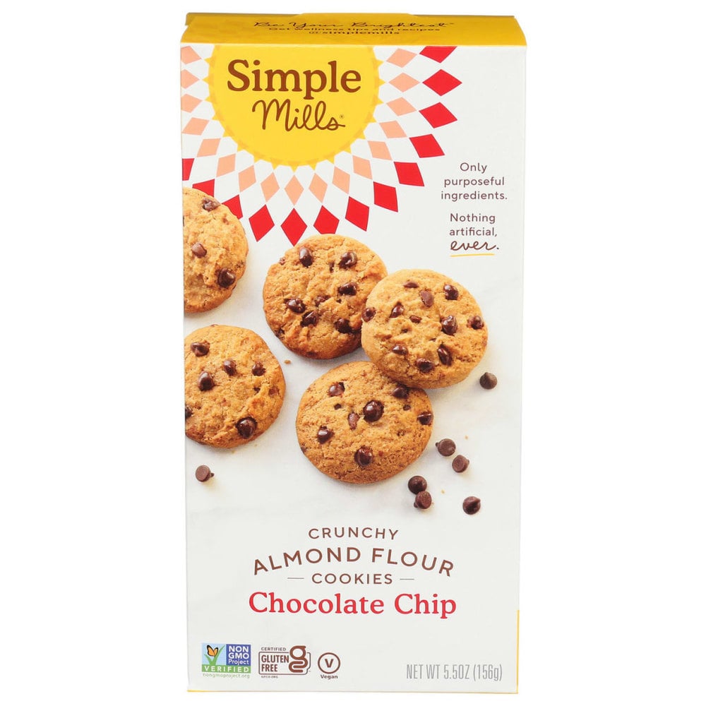 Simple Mills Crunchy Cookies, Chocolate Chip, 5.5 Oz, Total Qty 6 MPN:00519