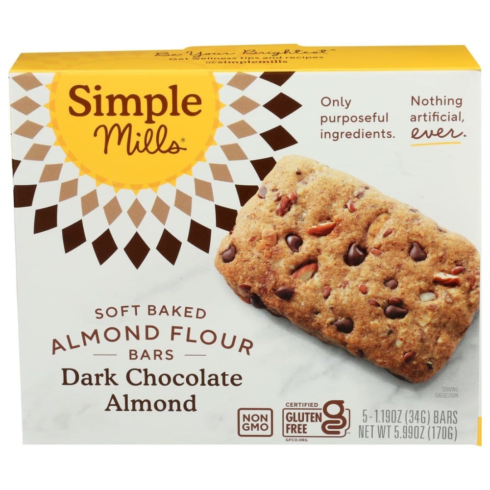 Simple Mills Soft Baked Bars, Dark Chocolate Almond, 1.19 Oz, Total Qty 6 MPN:00547