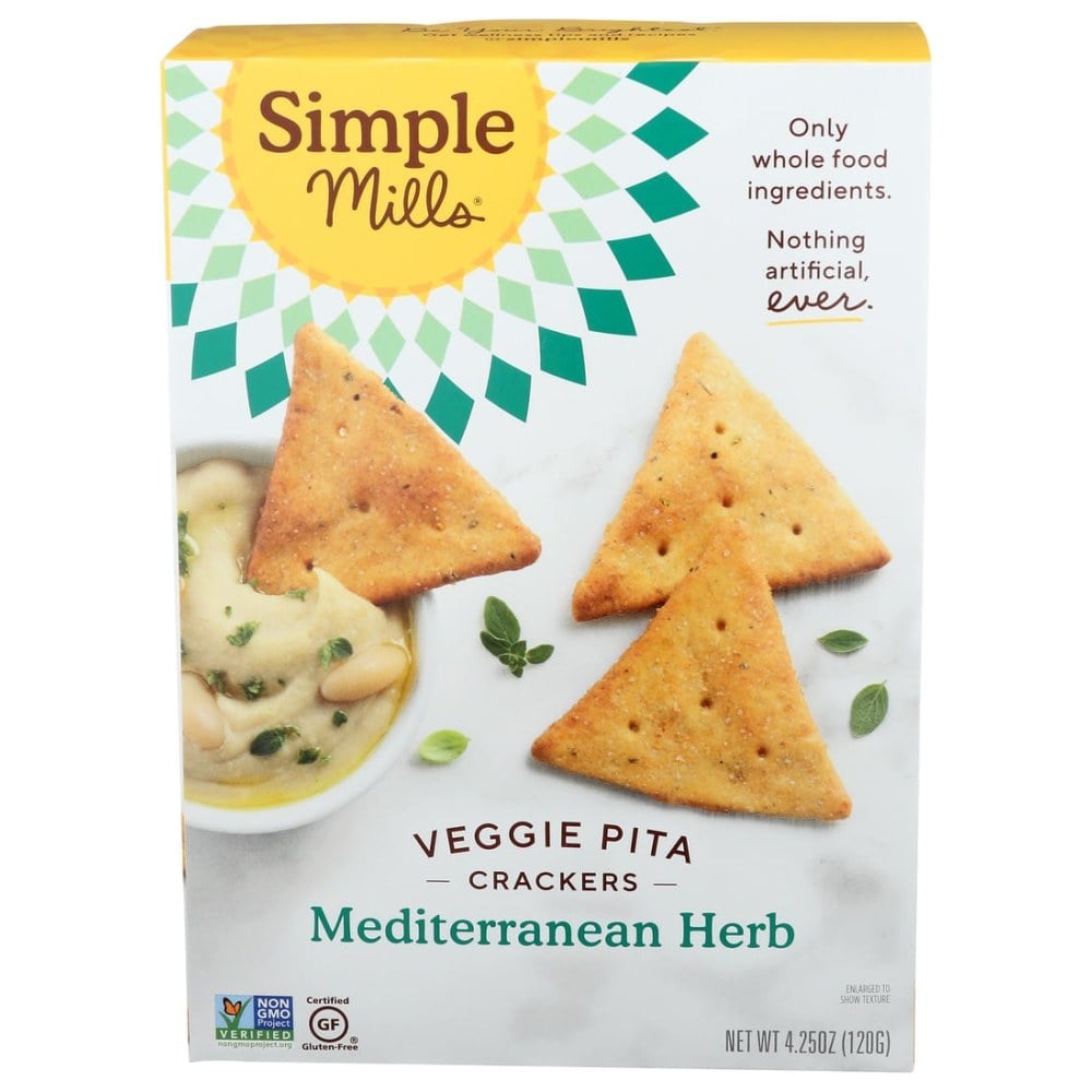Simple Mills Pita Crackers, Mediterranean Herb, 4.25 Oz, Total Qty 6 MPN:00559