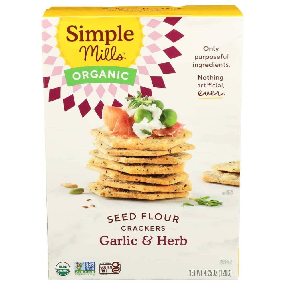 Simple Mills Seed Flour Crackers, Garlic & Herb, 4.25 Oz, Total Qty 6 MPN:00576