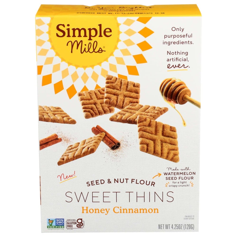Simple Mills Seed And Nut Flour Sweet Thins, Honey Cinnamon, 4.25 Oz, Total Qty 6 MPN:5640