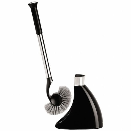 Toilet Brush with Caddy, Stiff, 13 in L Handle, 1 1/2 in L Brush, Gray, Stainless Steel MPN:BT1084