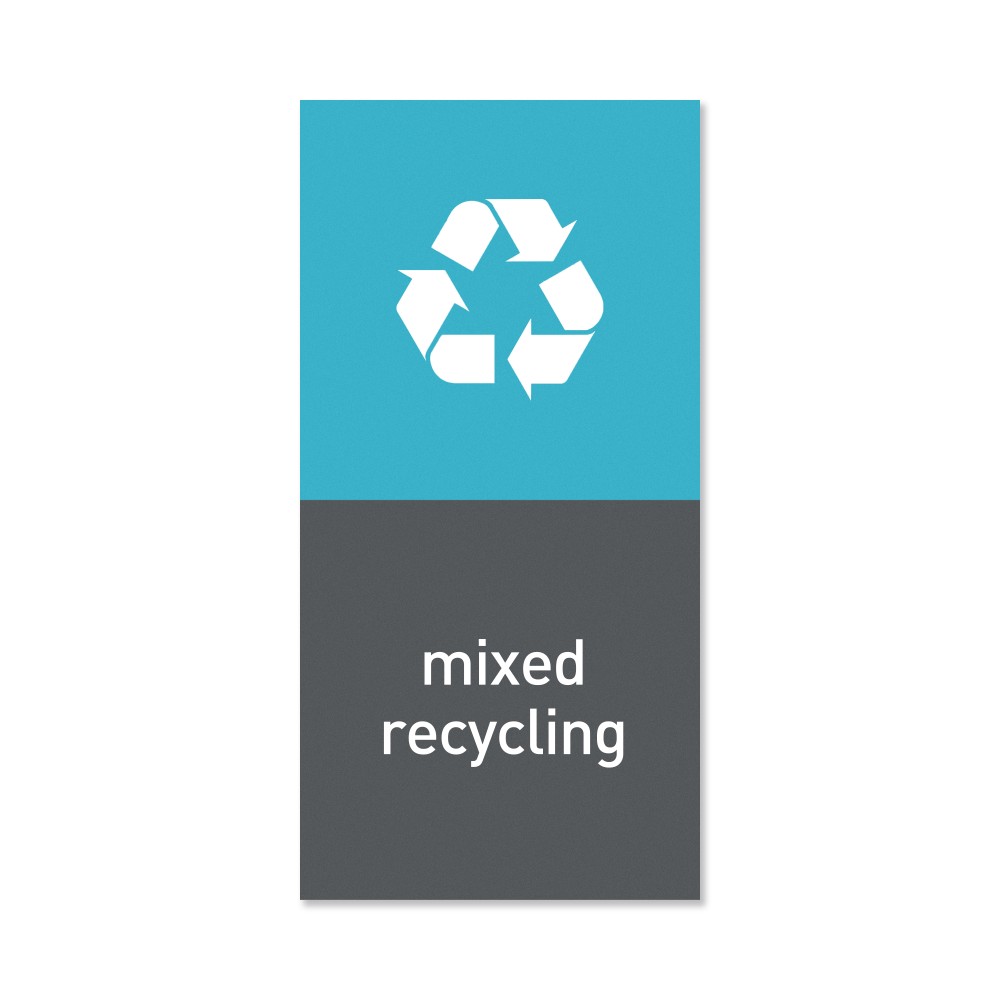 simplehuman Magnetic Trash Label, Mixed Recycling, 4in x 8in, Gray MPN:KT1171