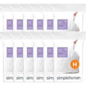 simplehuman® Trash Can Liner Code H - 9 Gallon 18.5 x 28 1.18 Mil White Pack of 240 CW0258