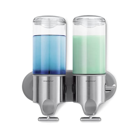 Double Wall Mount Shower Pump, 2 x 15 fl. oz. Shampoo and Soap Dispensers, Stainless Steel MPN:BT1028