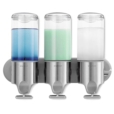 Triple Wall Mount Shower Pump, 3 x 15 fl. oz. Shampoo and Soap Dispensers, Stainless Steel MPN:BT1029