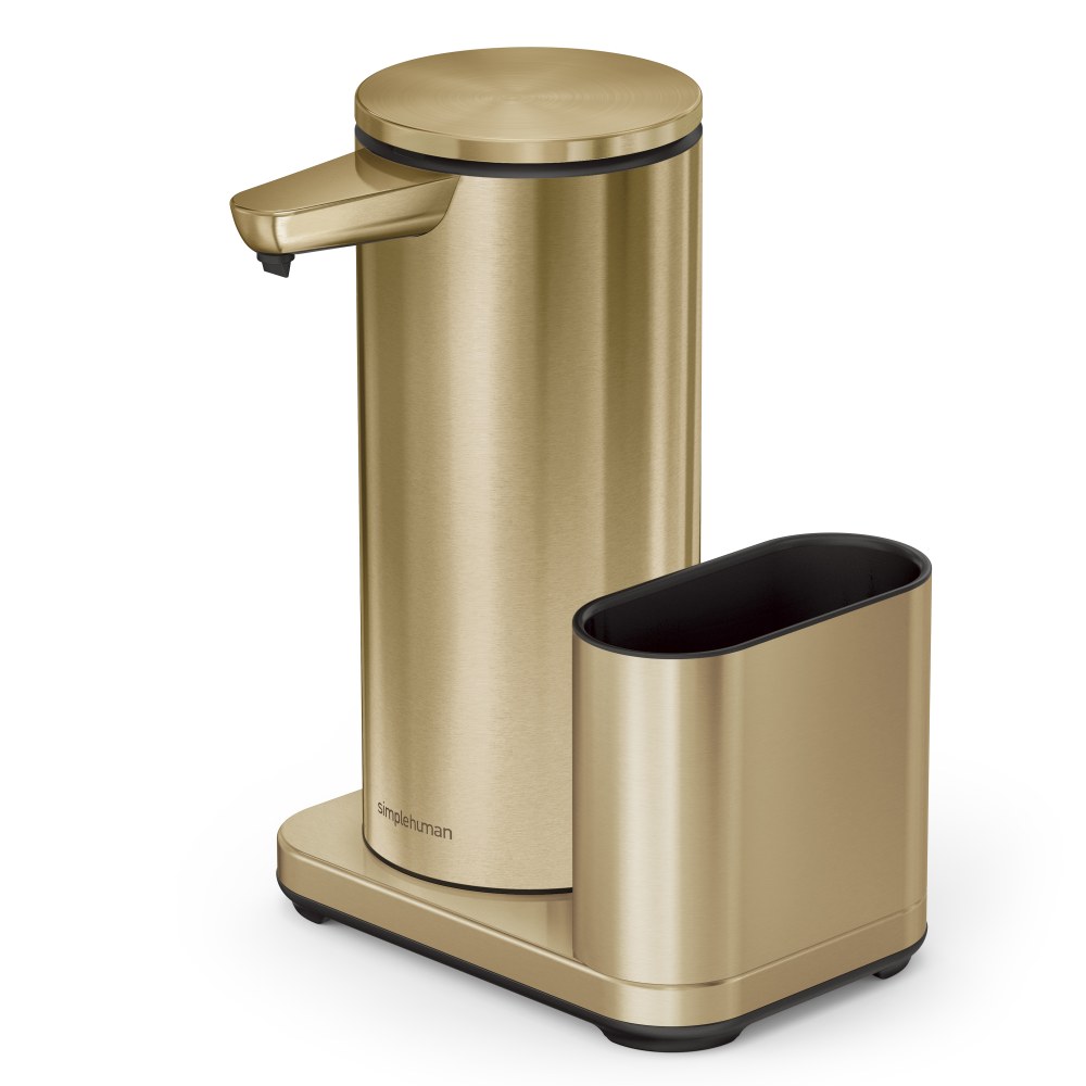 simplehuman Touch-Free Rechargeable Sensor Liquid Soap And Hand Sanitizer Dispenser, With Caddy, 14 Oz, Brass MPN:ST1080