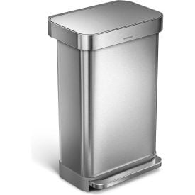 simplehuman® Rectangular Step Can - 12 Gallon Brushed Stainless Steel - CW2024 CW2024