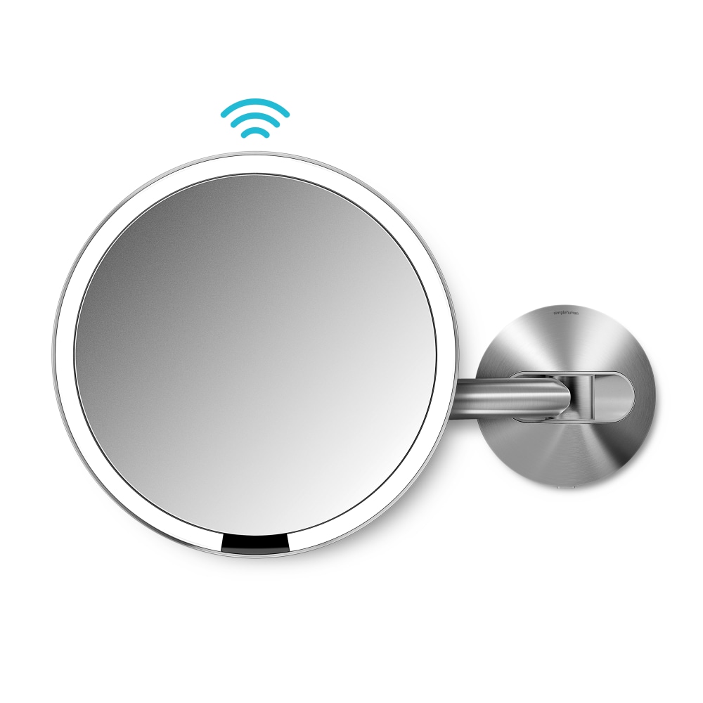 simplehuman Sensor 5X Magnification Wall-Mount Makeup Mirror, Hard Wired, 8in, Stainless Steel MPN:ST3003