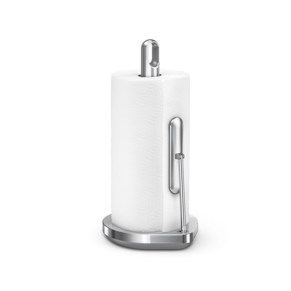 simplehuman Stainless Steel Tension Arm Paper Towel Holder, 14-1/2inH x 7inW x 8inD, Brushed Silver MPN:KT1203