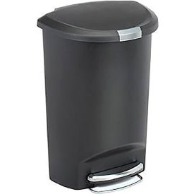 simplehuman® Semi Round Plastic Step Can - 13 Gallon Black CW1355