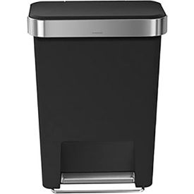 simplehuman® CW1385 Rectangular Plastic Step Can - 12 Gallon Black CW1385