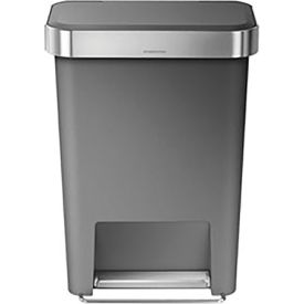 simplehuman® CW1386 Rectangular Plastic Step Can - 12 Gallon Gray CW1386