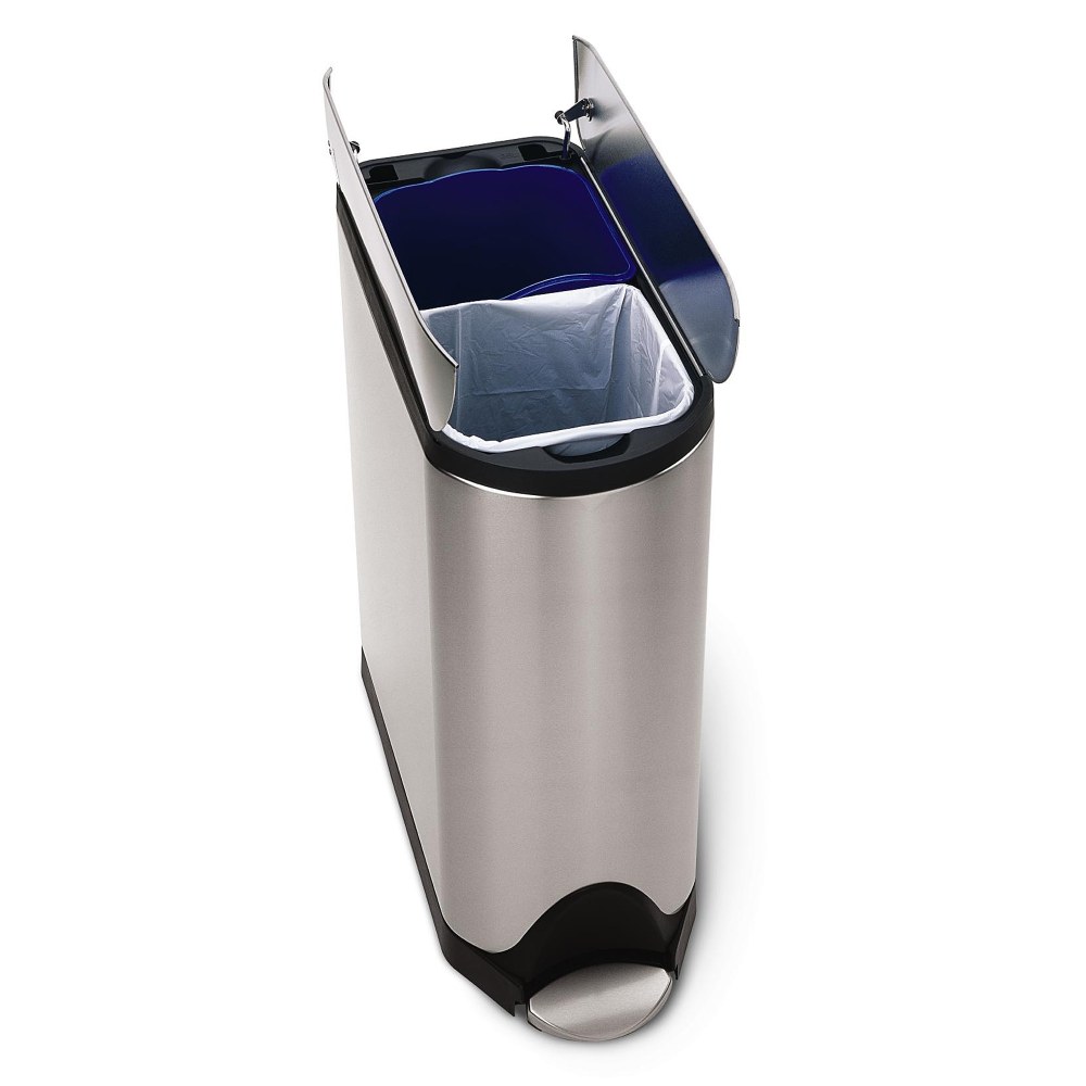 simplehuman Butterfly Step Fingerprint-Proof Brushed Stainless Steel Recycler And Trash Bin, 10.6 Gallons MPN:CW2017