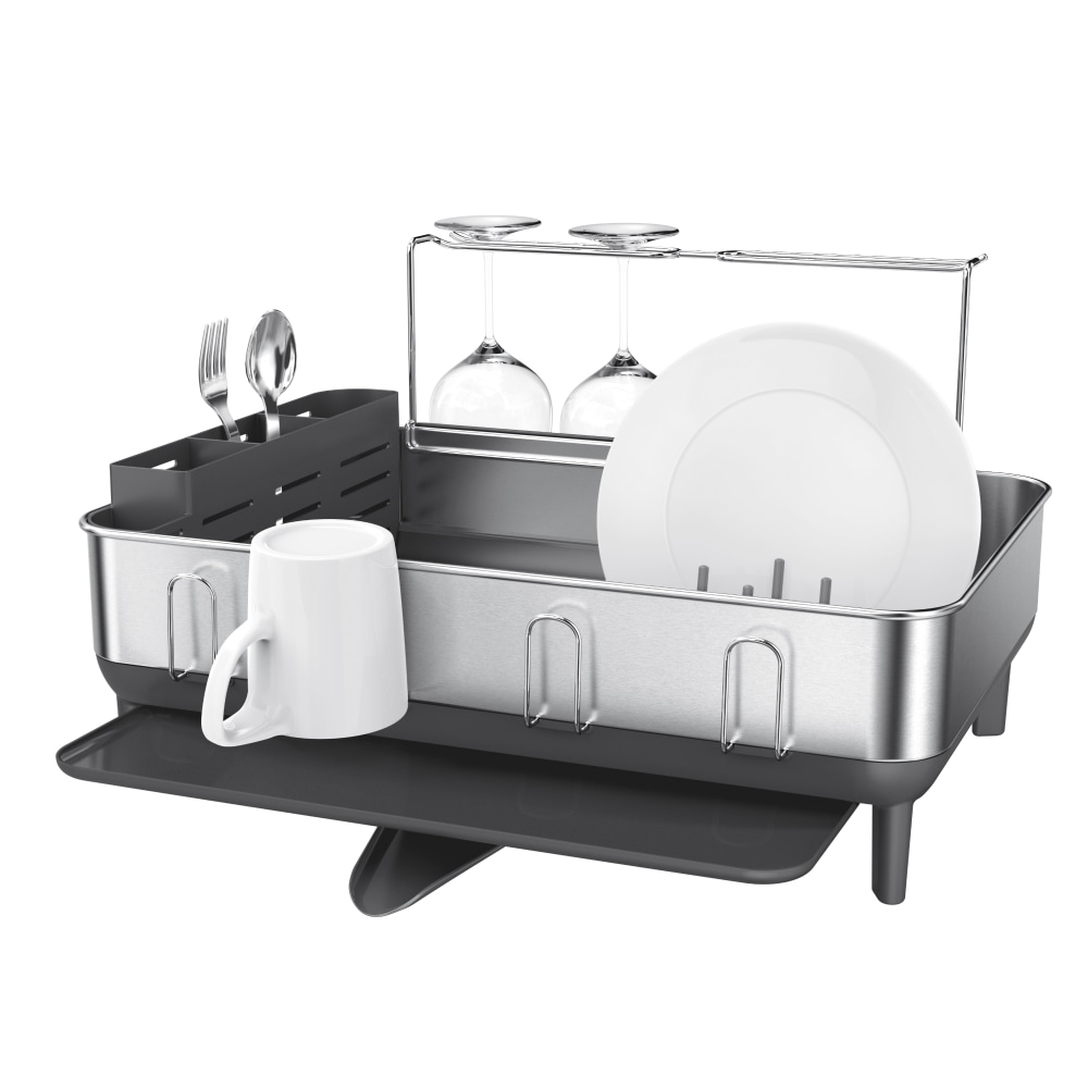simplehuman Steel Frame Dish Rack, 11-1/2inH x 20-1/4inW x 22-5/16inD, Gray MPN:KT1181
