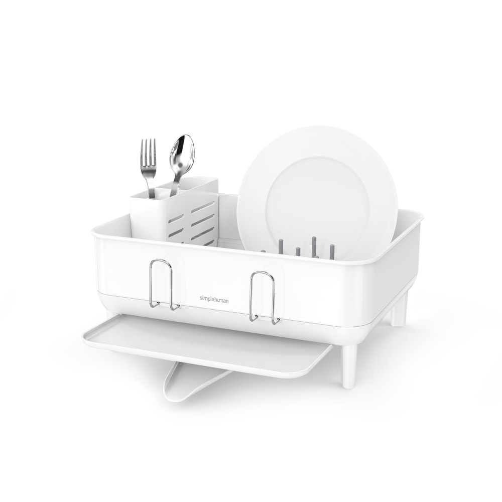 simplehuman Steel Frame Dish Rack, 7-1/2inH x 15inW x 15-1/2inD, White MPN:KT1208DC