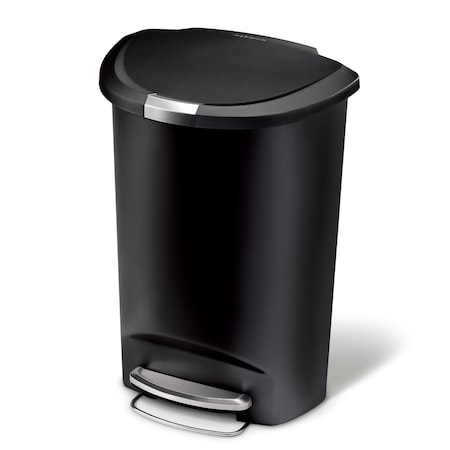 50 L Round Step-On Can, Black, Plastic, 18.7 in MPN:CW1355