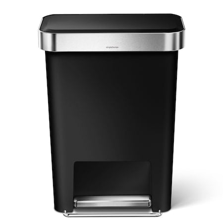 45 L Rectangular Step-On Can, Black, Plastic, 19 in MPN:CW1385