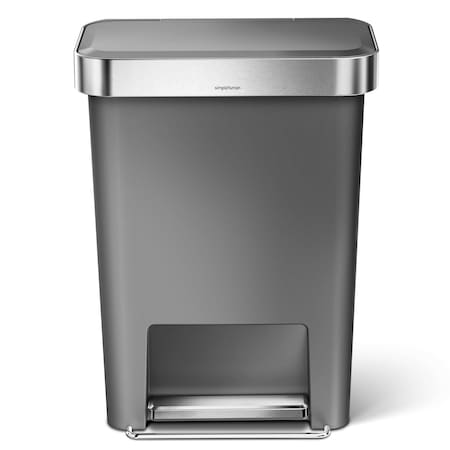 45 L Rectangular Step-On Can, Grey, Plastic, 19 in MPN:CW1386