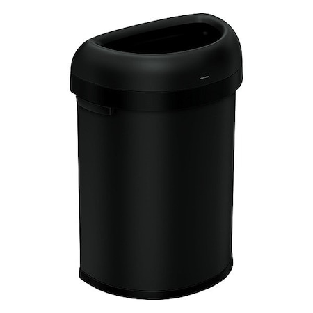 21 gal Half-Round Trash Can, Black, None, Steel, Not Applicable MPN:CW1495