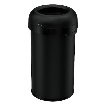 16 gal Round Trash Can, Black, None, Steel, Not Applicable MPN:CW1496