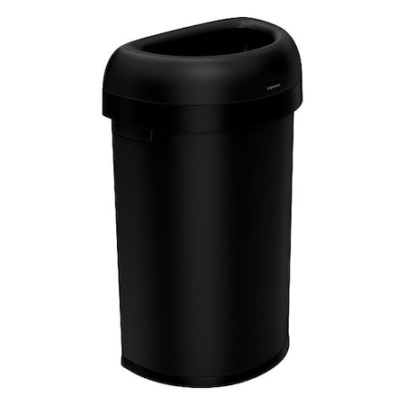 16 gal Half-Round Trash Can, Black, None, Steel, Not Applicable MPN:CW1497