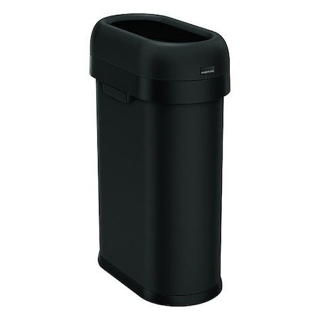 13 gal Rectangular Trash Can, Black, None, Steel, 10 3/4 in MPN:CW1498