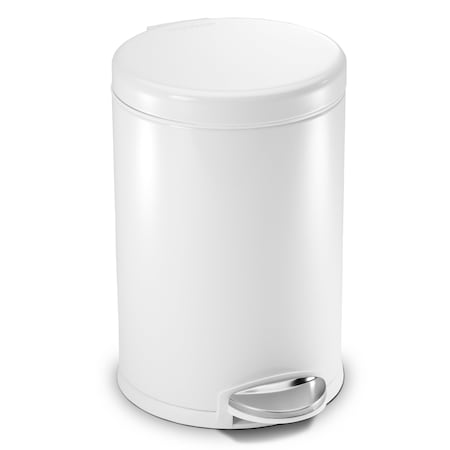 12 gal Round Step-On Can, White, Stainless Steel, 7.6 in MPN:CW1853