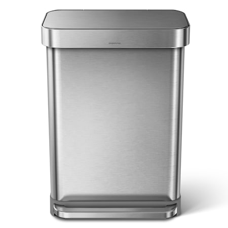 55 L Rectangular Step-On Can, Brushed, Stainless Steel, 18.5 in MPN:CW2023