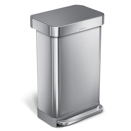 11-7/8 gal Rectangular Step-On Can, Silver, Foot Pedal, Stainless Steel, 15 7/8 in MPN:CW2080