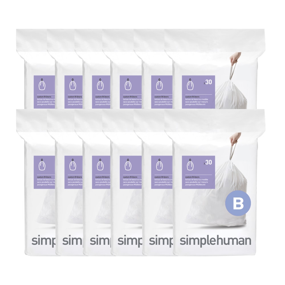 simplehuman Custom-Fit 0.3-mil Can Liners, 1.6 Gallons, White, Pack Of 360 MPN:CW0251