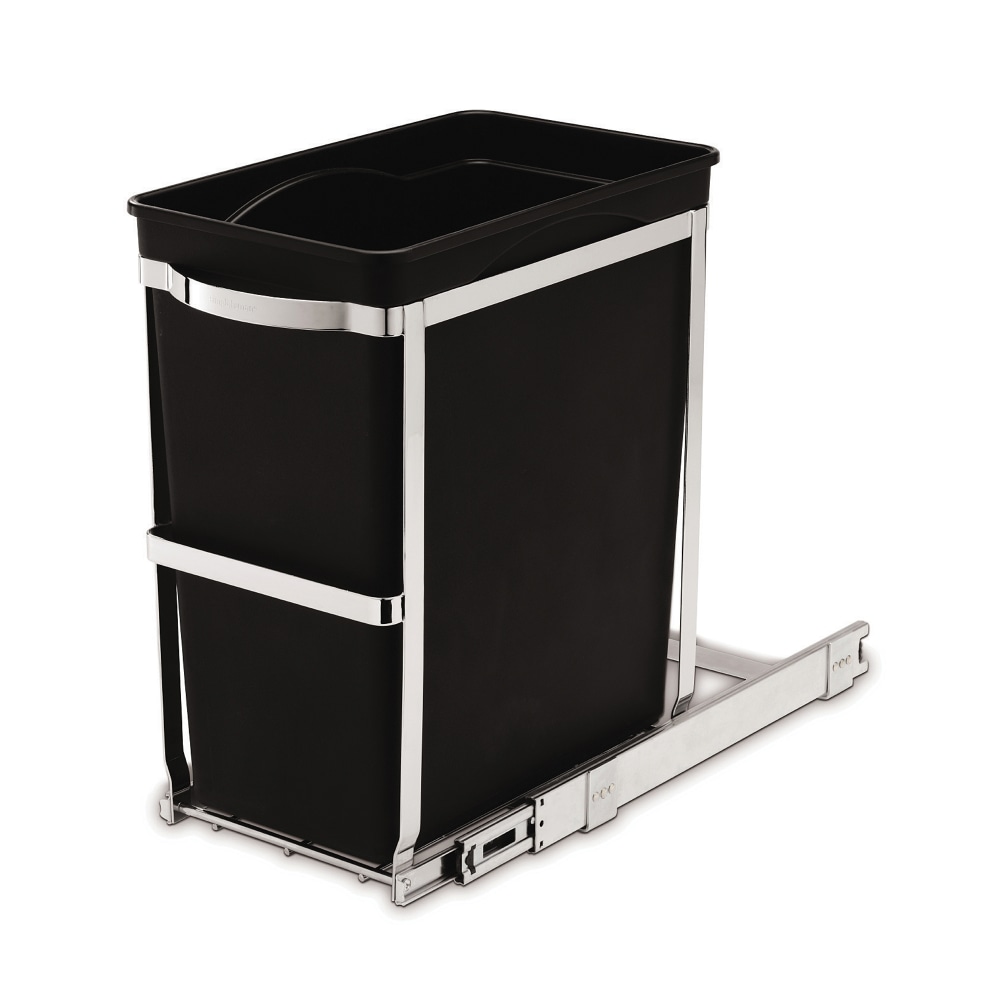 simplehuman Under Counter Heavy-Duty Pull-Out Trash Can, 8 Gallons, Steel/Black MPN:CW1124
