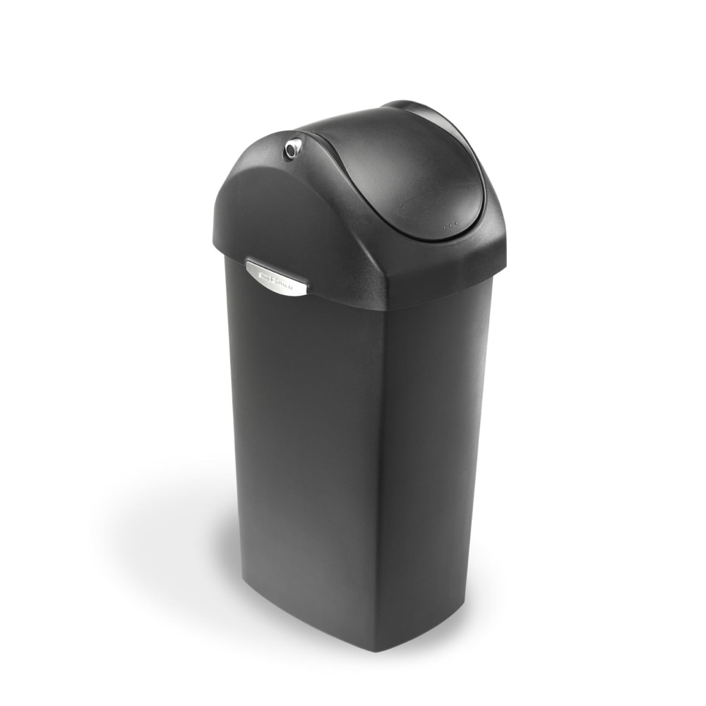 simplehuman Square Swing-Lid Plastic Trash Can, 15 Gallons, 32-4/5inH x 13-1/2inW x 16-7/10inD, Gray MPN:CW1335