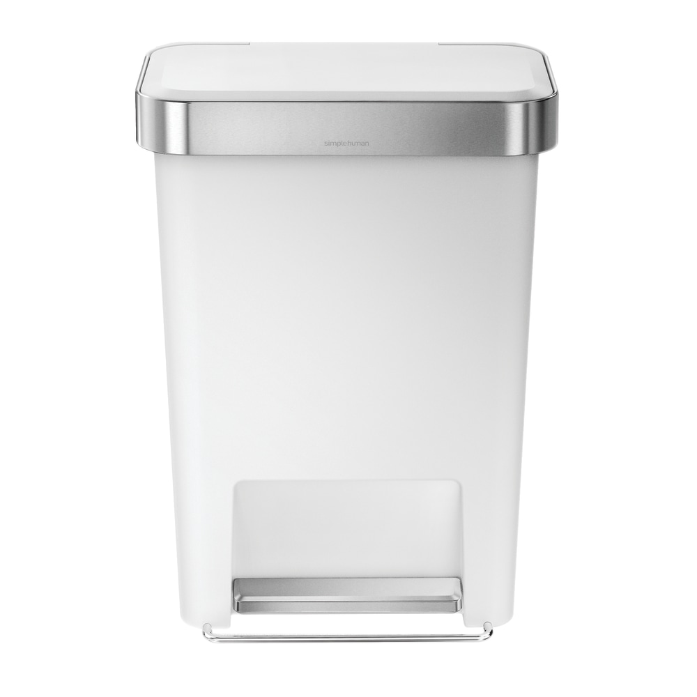 simplehuman Rectangular Step Can With Liner Pocket, 12 Gallons, White Plastic MPN:CW1387