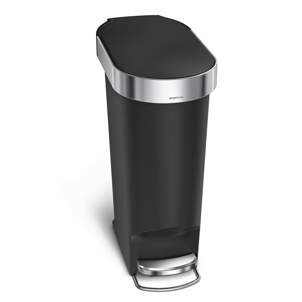 simplehuman Slim Trash Can, 10.57 Gallons, Black MPN:CW1390