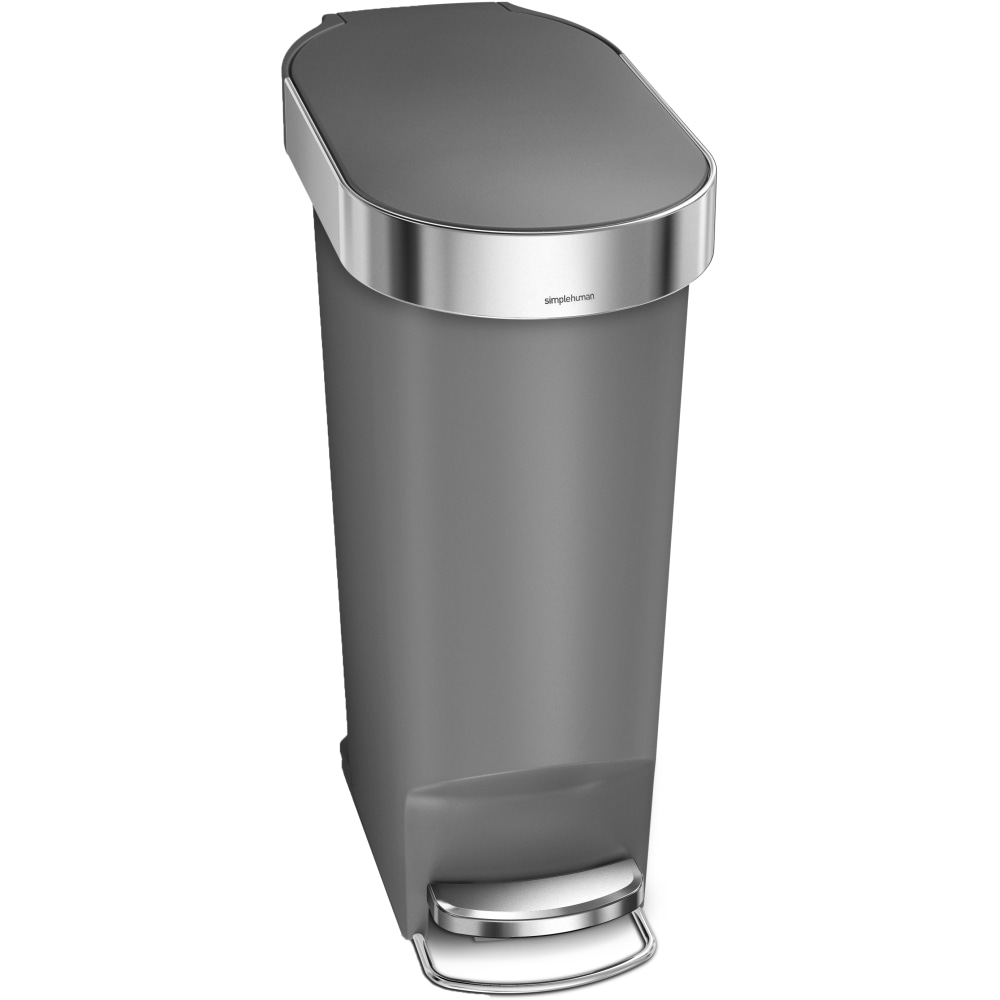 simplehuman Slim Plastic Step Trash Can, 10.5 Gallon, Gray MPN:CW1391
