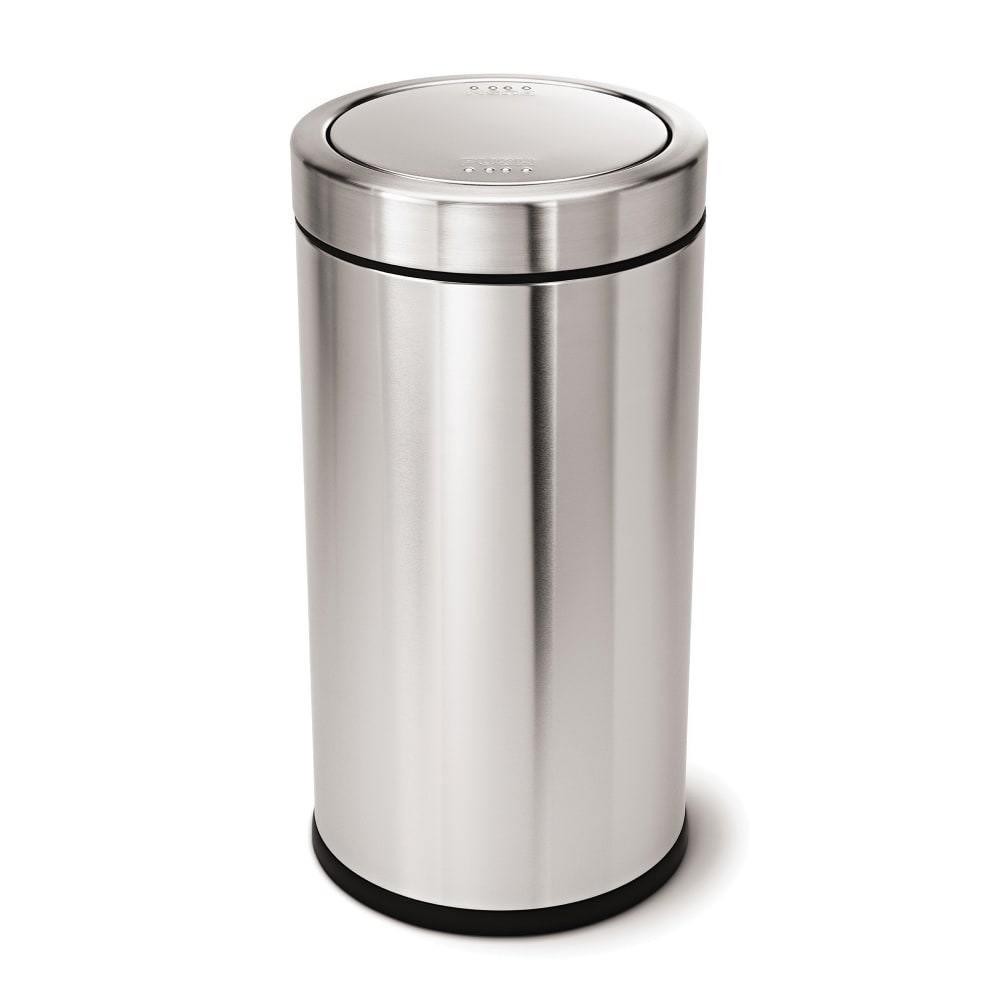 simplehuman Swing-Top Commercial Trash Can, 14.5 Gallons, 29.2in x 14.8in, Brushed Heavy-Gauge Stainless Steel MPN:CW1442
