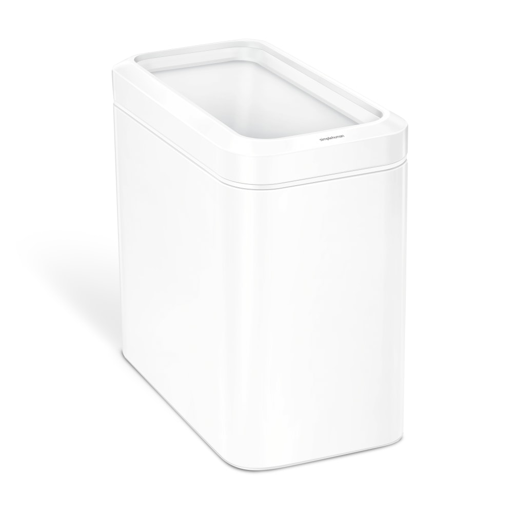 simplehuman Slim Open Top Mini Trash Can, 6.6 Gallons, 15.2inH x 8.7inW x 16.7inD, Rectangular, White Steel MPN:CW1492