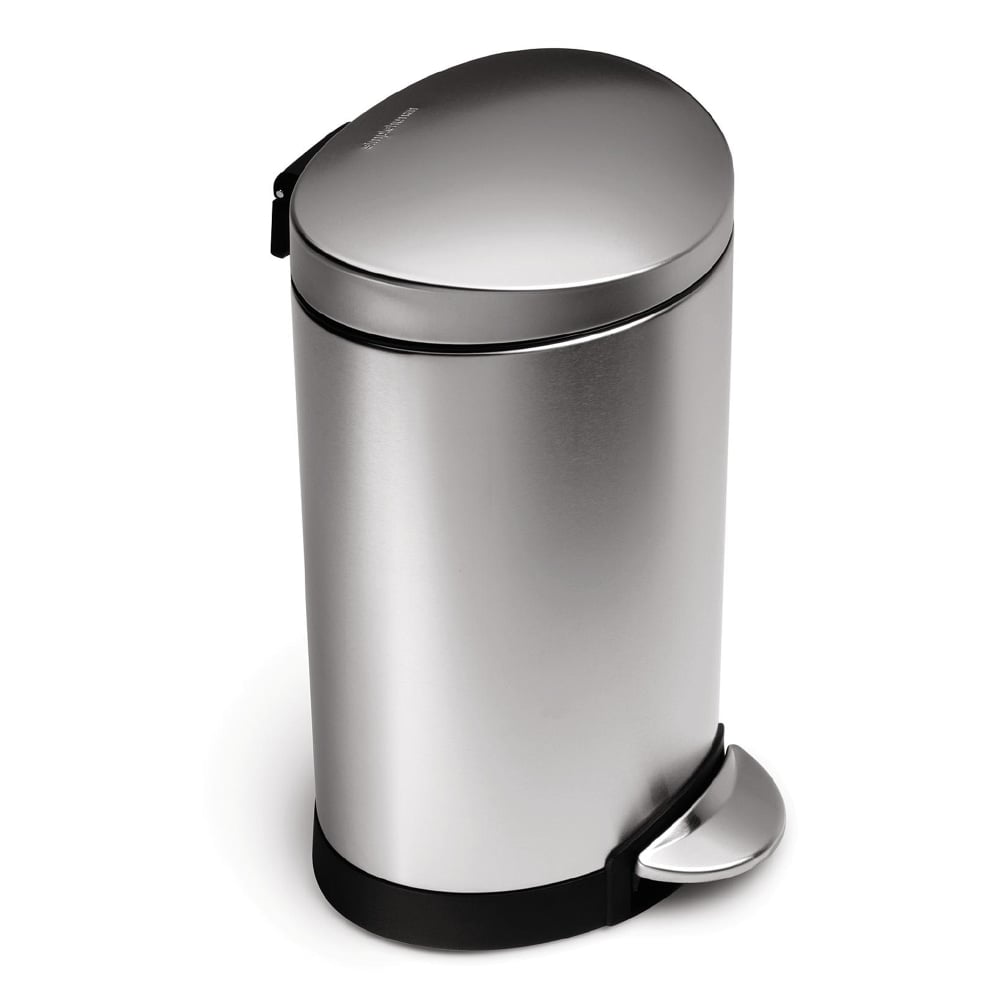 simplehuman Semi-Round Steel Step Trash Can, 1.6 Gallons, Brushed Stainless Steel MPN:CW1834