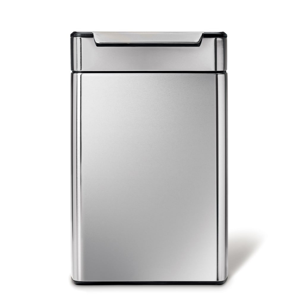 simplehuman Rectangular Metal Touch-Bar Trash Can, Dual Compartment, 12.7 Gallons, 28inH x 19-3/4inW x 11-7/16inD, Brushed Stainless Steel MPN:CW2018