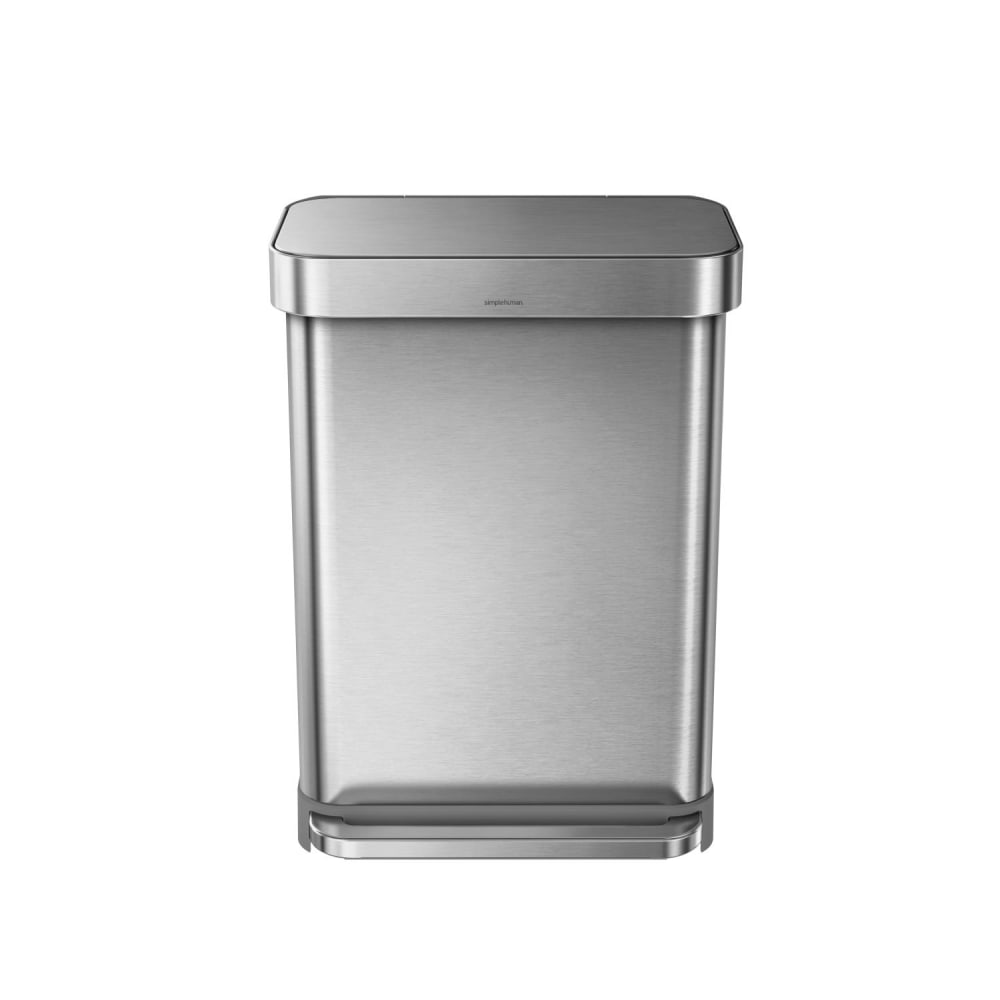 simplehuman Rectangular Step Can With Liner Pocket, 14.5 Gallons, Brushed Stainless Steel MPN:CW2023