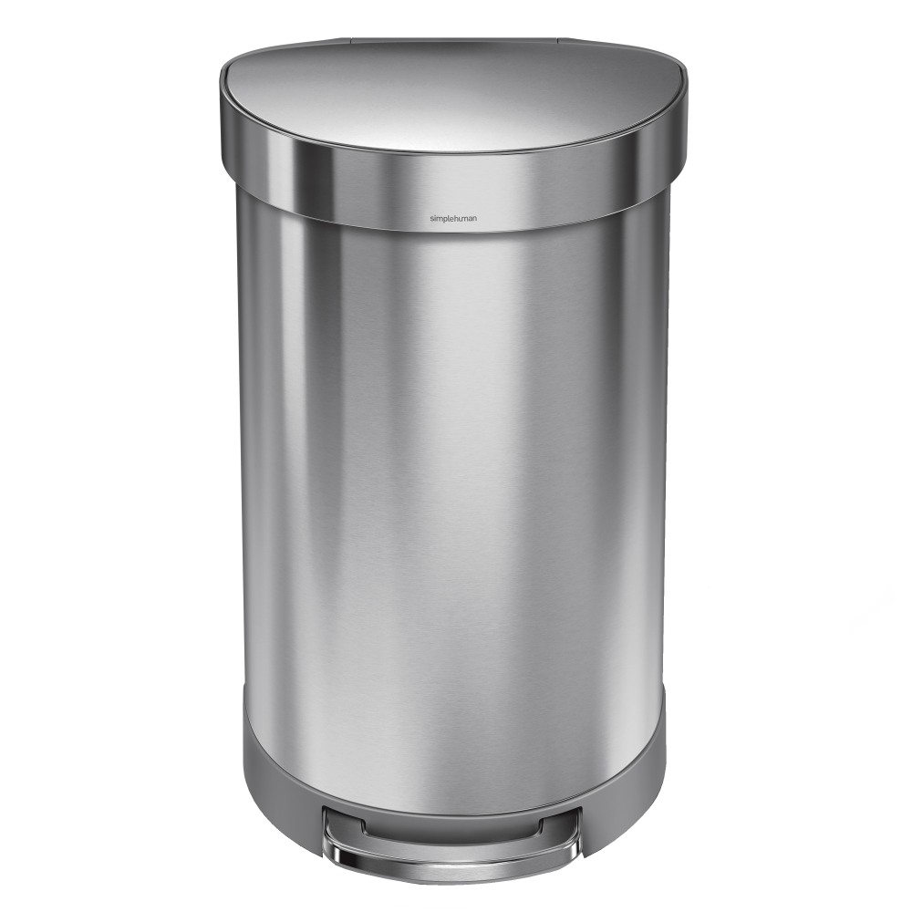 simplehuman Semi-Round Liner Rim Step Trash Can, 12 Gallons, Brushed Stainless Steel MPN:CW2030
