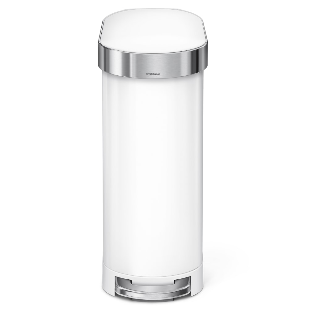 simplehuman Slim Liner Rim Step Trash Can, 12 Gallons, White Steel MPN:CW2069