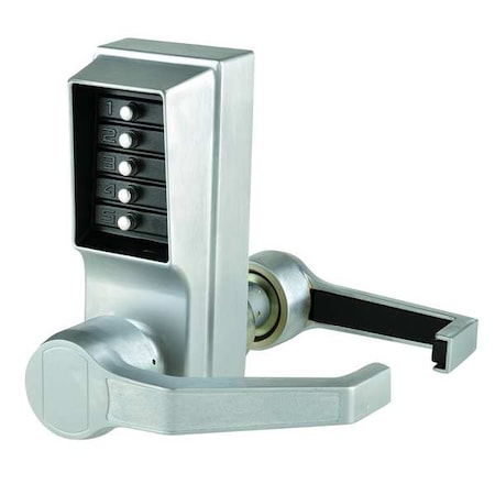 Mechanical Push Button Lockset, Lever, Entry, Right, Satin Chrome MPN:LR-1011-26D-41