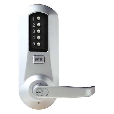 Mechanical Push Button Lockset, Satin Chrome, 1-3/8