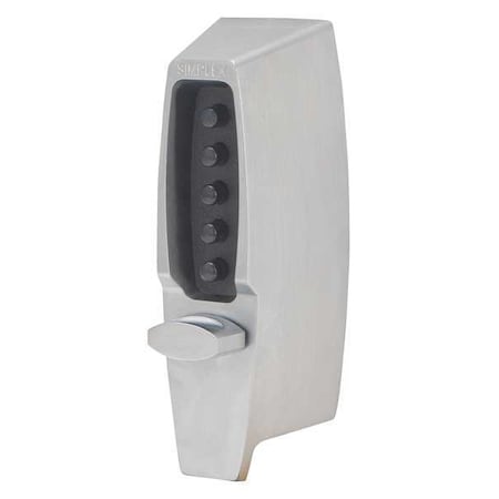 Mechanical Push Button Lockset, Satin Chrome, 1-3/8