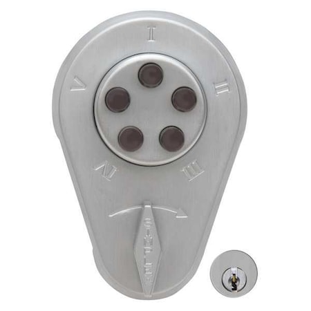Mechanical Push Button Deadbolt, Satin Chrome, 1-3/8